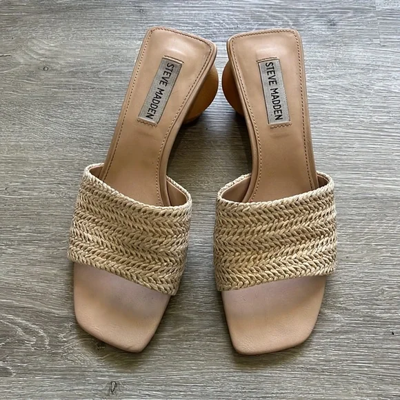 Adorable Wooden Block Sandal Heels - Picture 1 of 7
